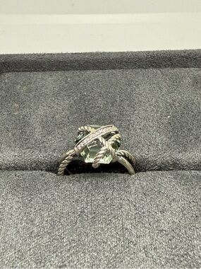 David Yurman Prasiolite wrap ring with white diamonds